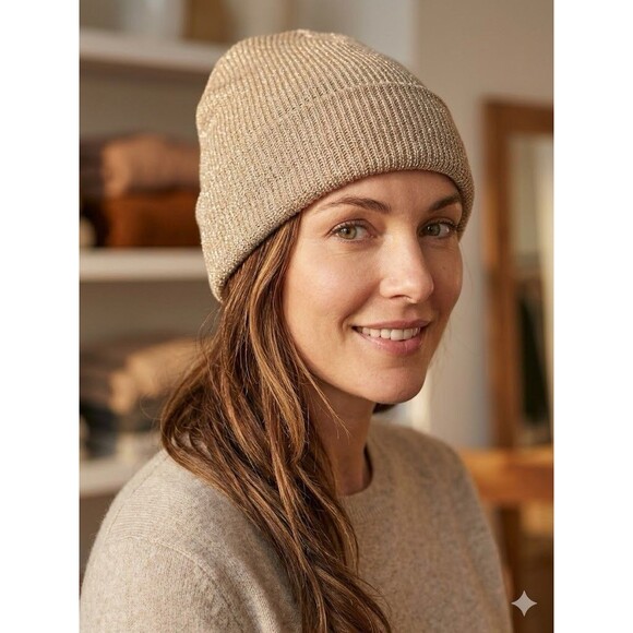 Zara Accessories - Zara Knit Gold Shimmer Knit Beanie Metallic Sparkle Slouchy Hat Soft Women’s